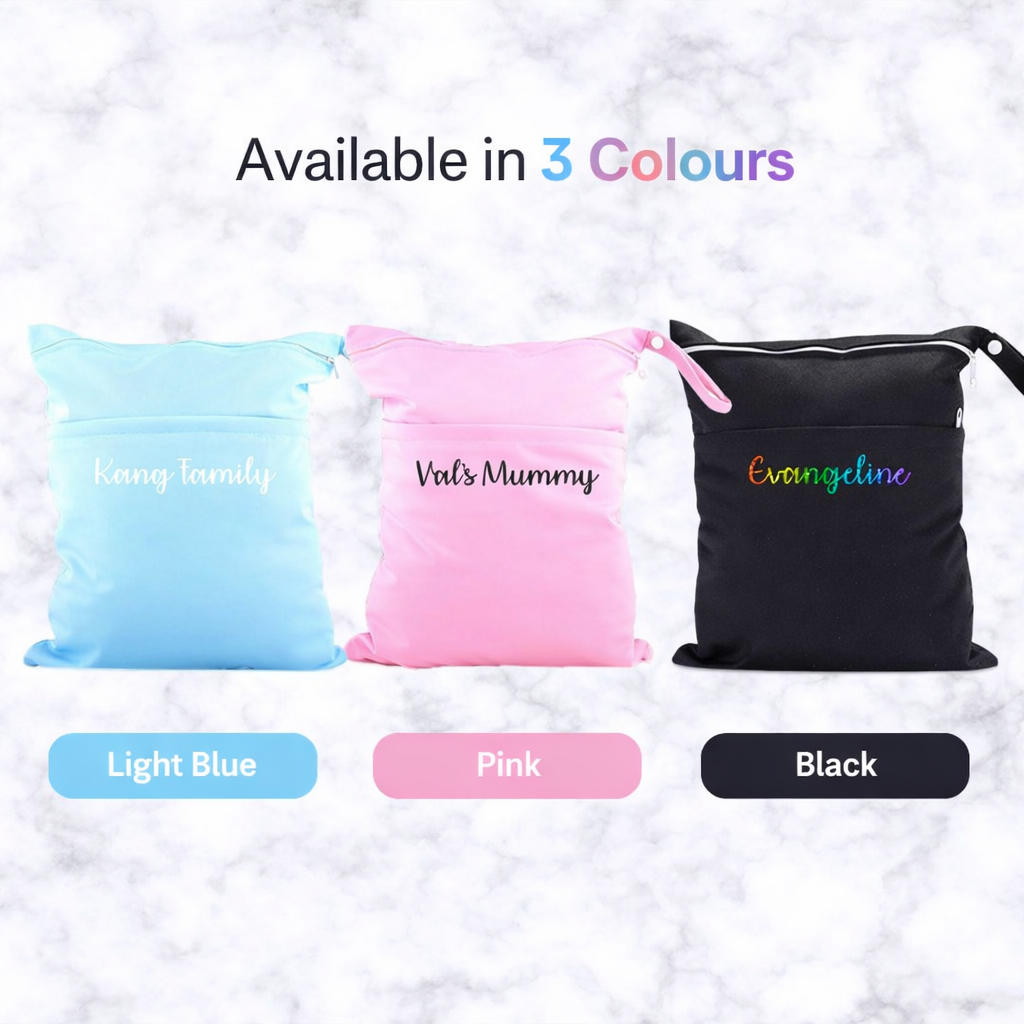 Personalised Waterproof Wet Bag with Custom Name – Diaper, Swim & Travel Pouch