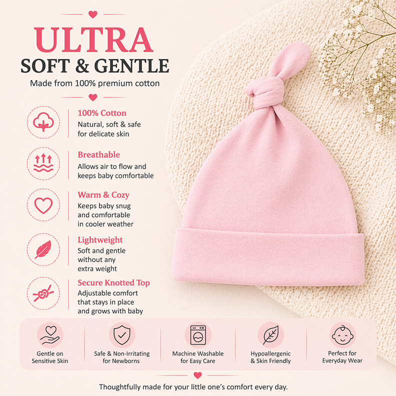 Personalised Baby Beanie 100% Cotton – Soft Newborn Hat