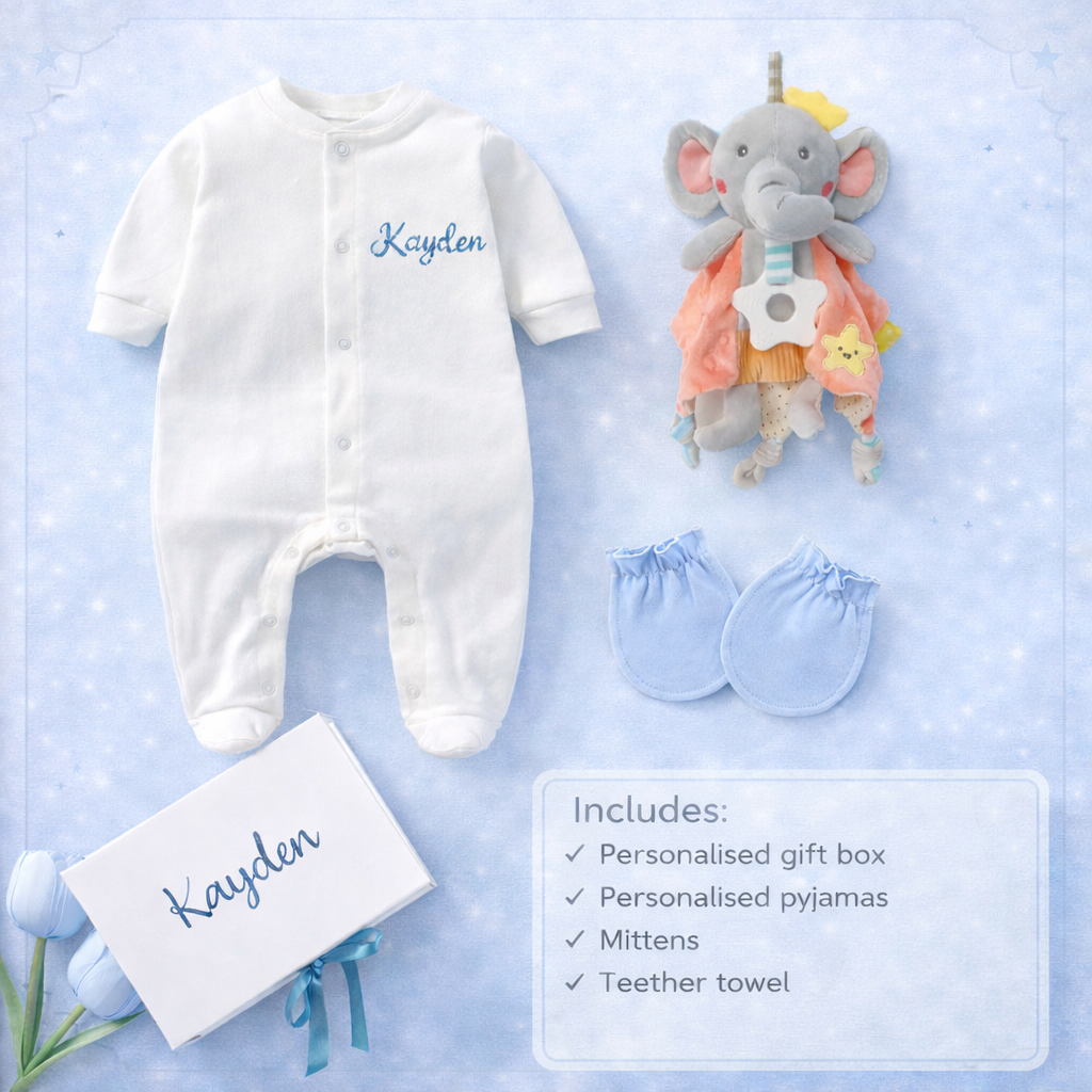 Customised 100% Cotton Baby Pyjamas Gift Set