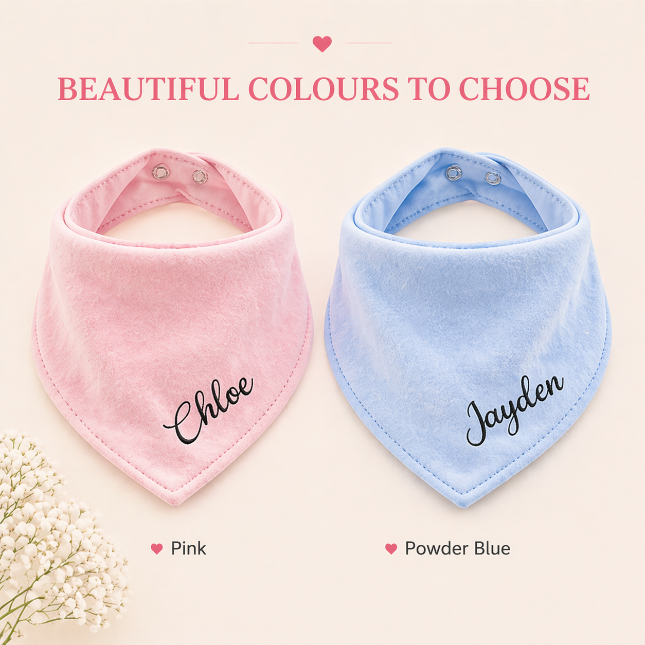 Personalised Baby Bib 100% Cotton – Custom Name Feeding Bib