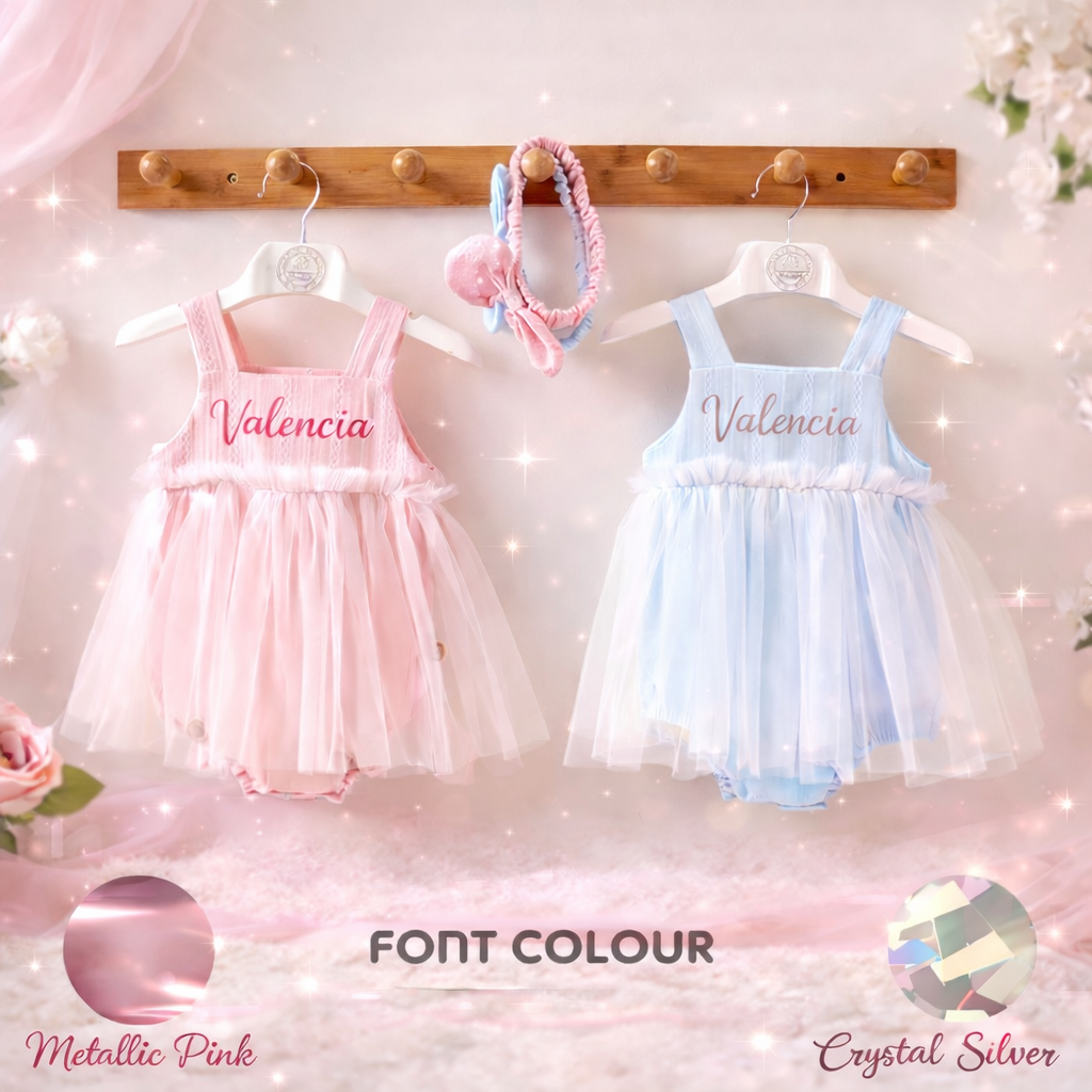 Personalised Baby Girl 1 Year Old Princess Romper Dress with Name