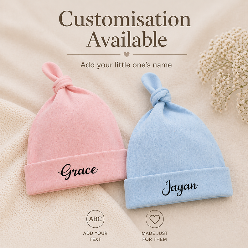 Personalised Baby Beanie 100% Cotton – Soft Newborn Hat