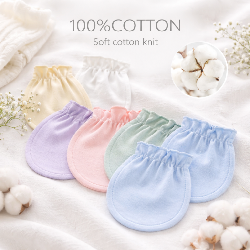 100% Cotton Baby Mittens – Soft Newborn Anti-Scratch Gloves