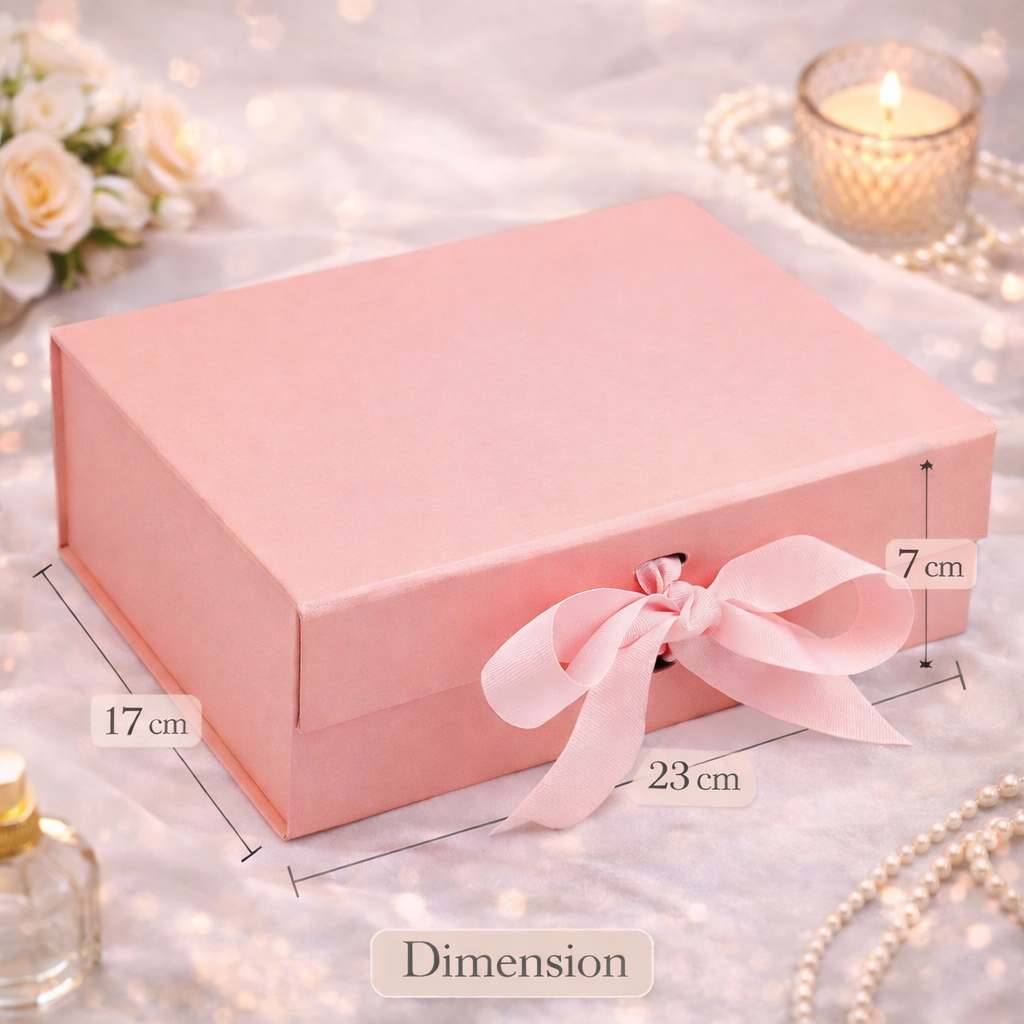 Custom premium magnetic gift box with ribbon & name – 23×17×7 cm