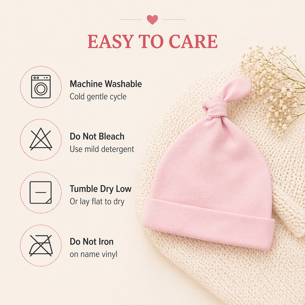 Personalised Baby Beanie 100% Cotton – Soft Newborn Hat