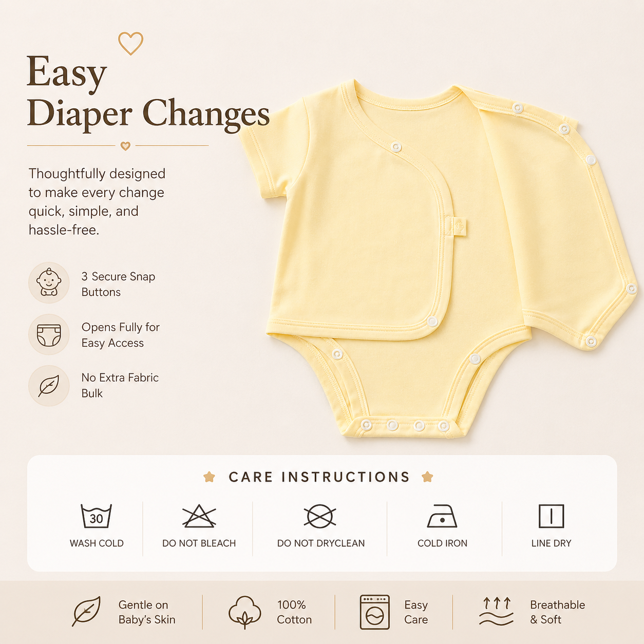 Soft 100% Cotton Kimono Baby Romper