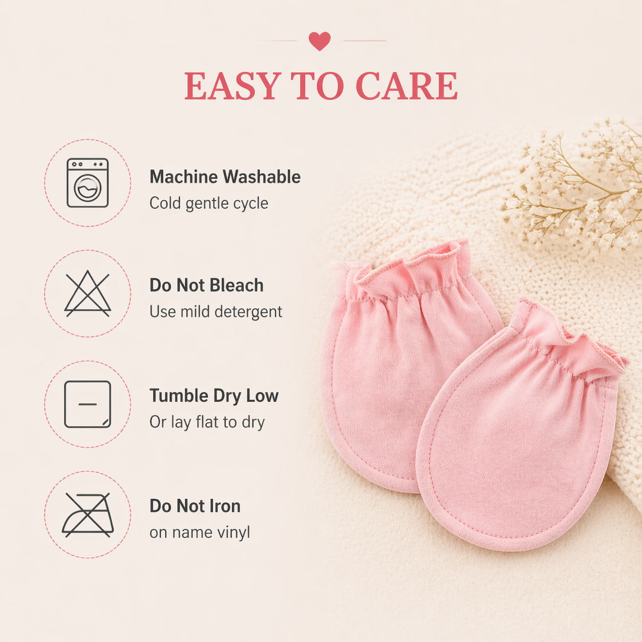 100% Cotton Baby Mittens – Soft Newborn Anti-Scratch Gloves