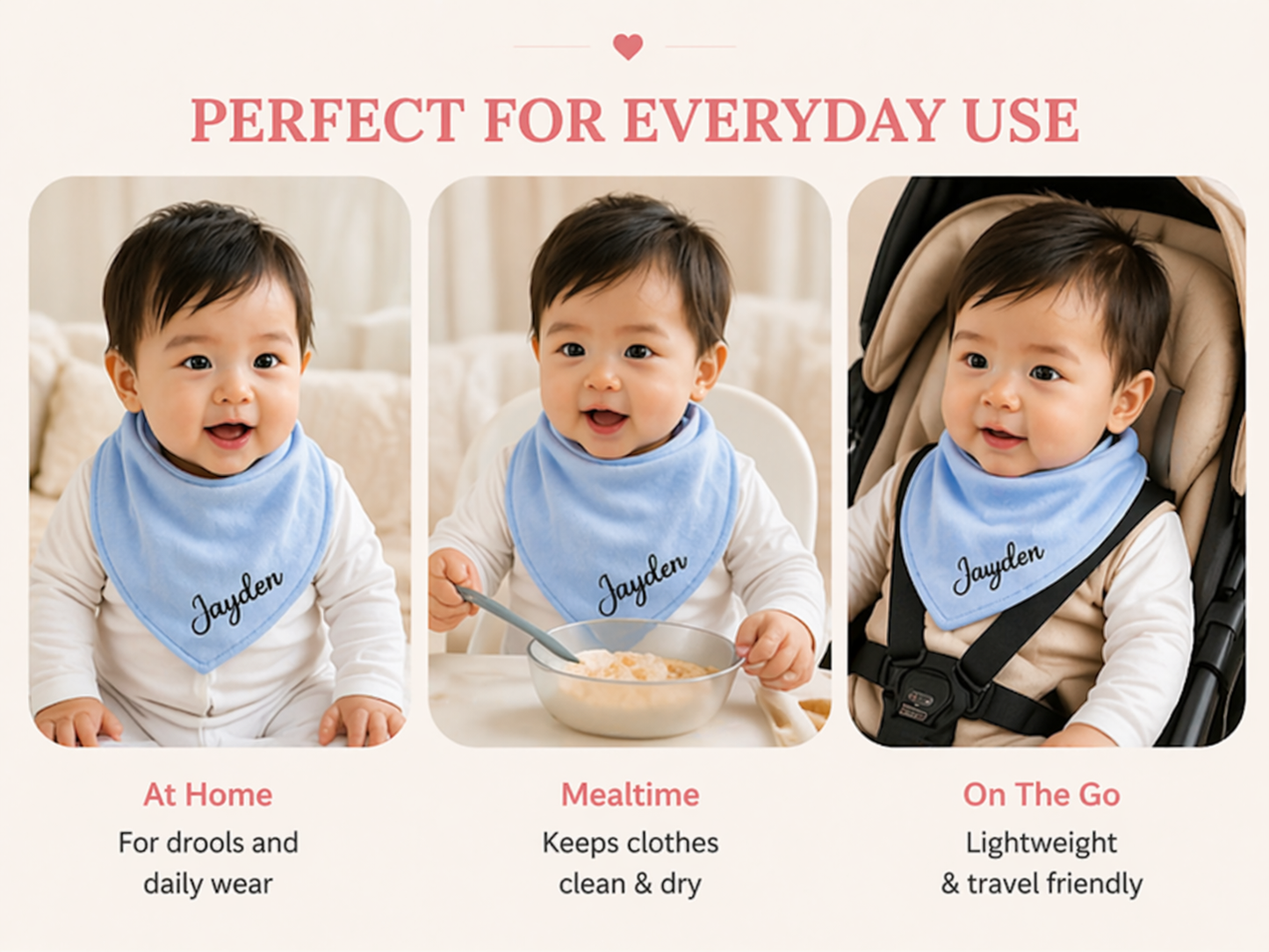Personalised Baby Bib 100% Cotton – Custom Name Feeding Bib