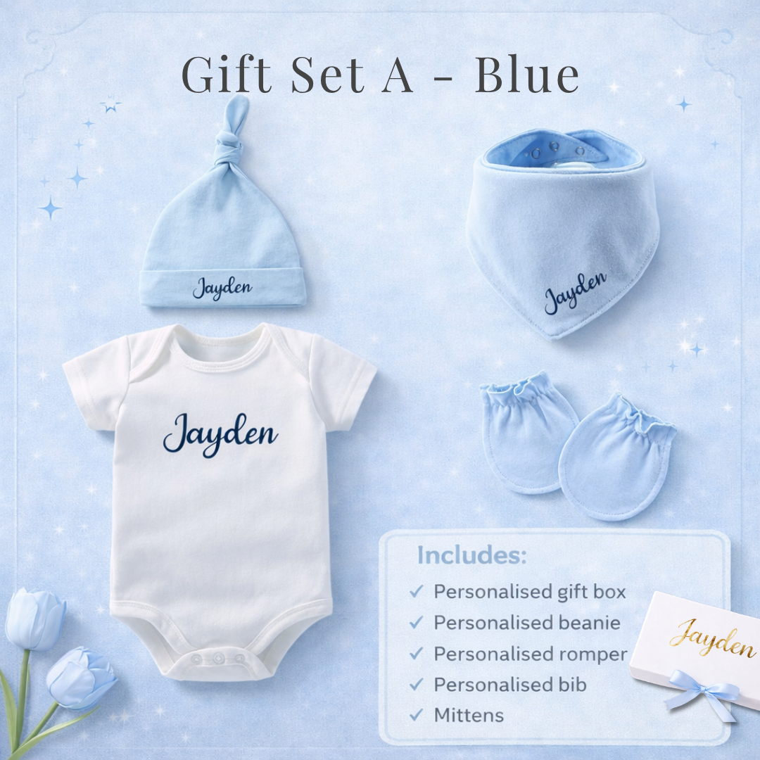 Customised 100% Cotton Baby New Born Gift Set A