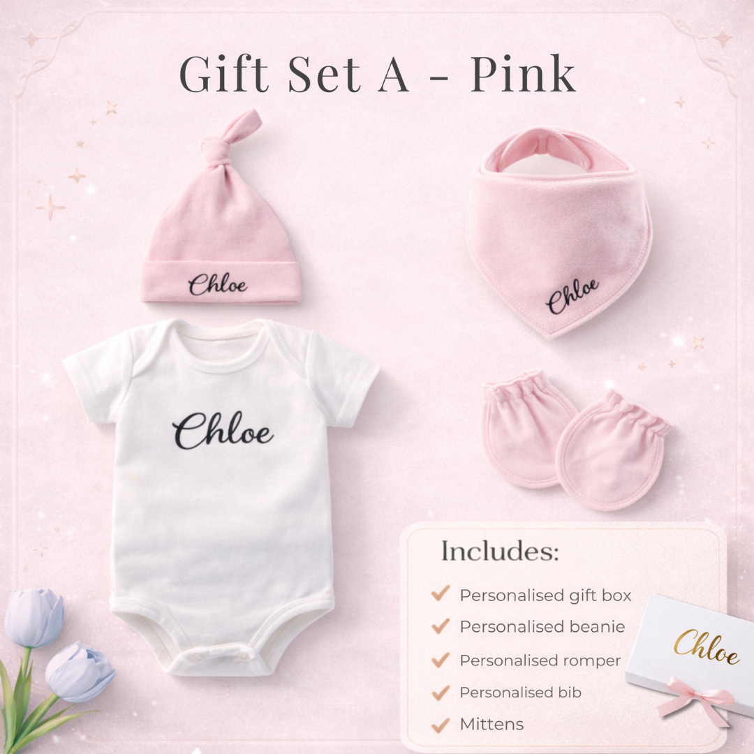 Customised 100% Cotton Baby New Born Gift Set A
