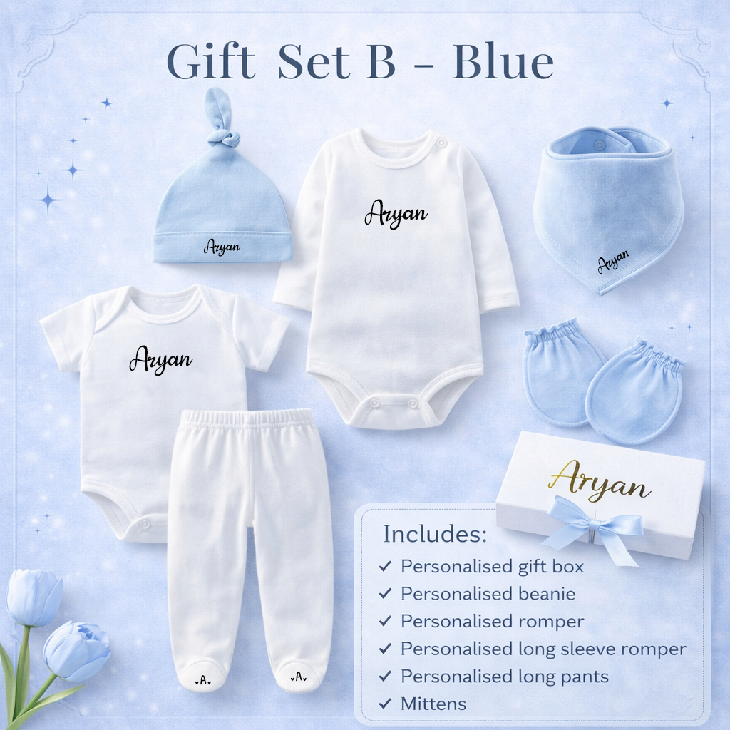 Customised 100% Cotton Premium Baby New Born Gift Sets