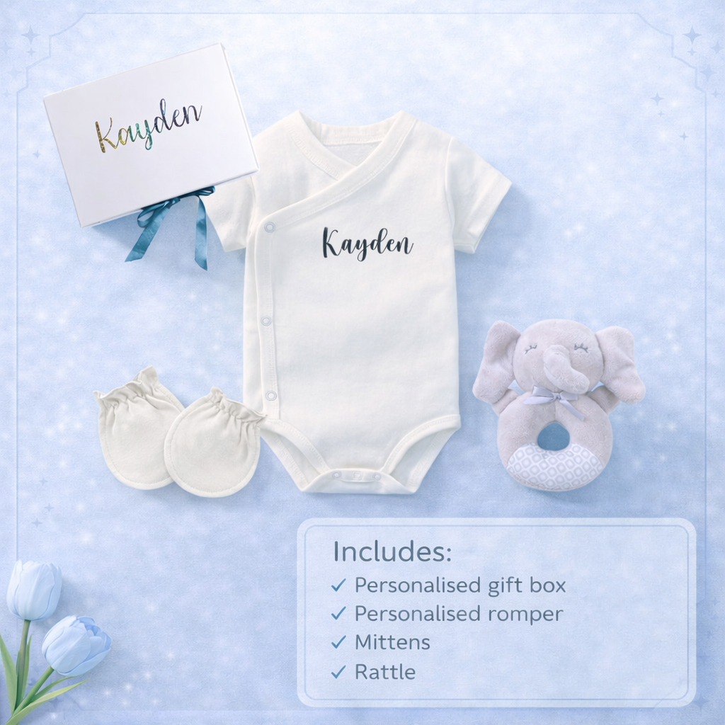 Customised 100% Cotton Minimalist Baby New Born Gift Set