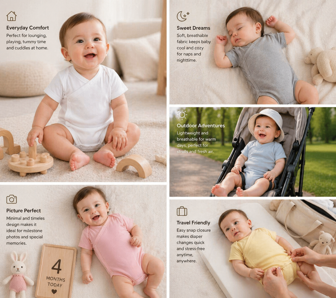 Soft 100% Cotton Kimono Baby Romper