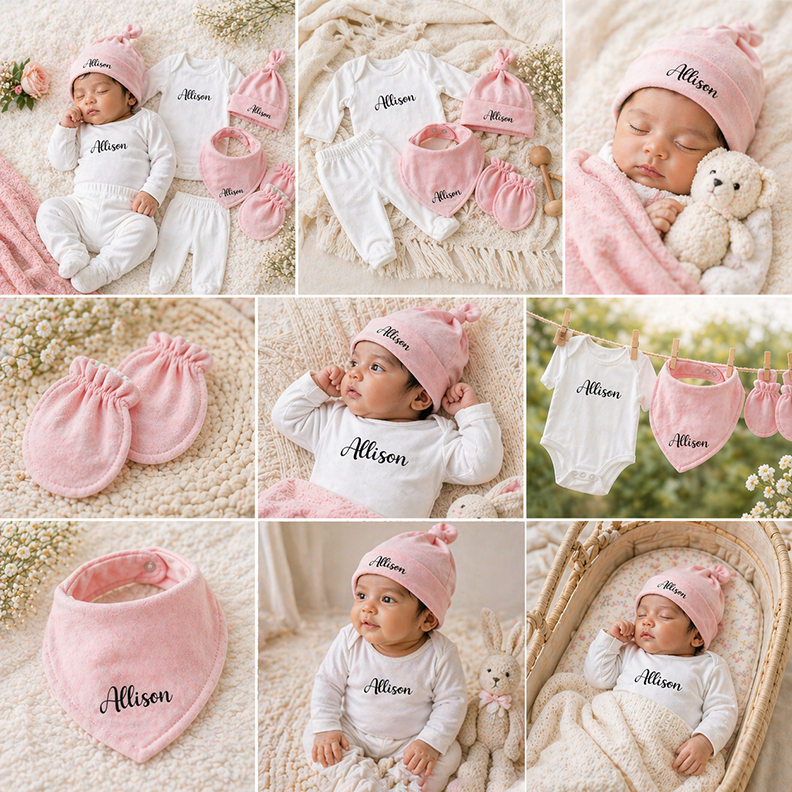 Premium Customised 100% Cotton Baby New Born Gift Set