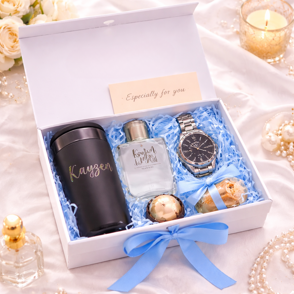 Custom premium magnetic gift box with ribbon & name – 23×17×7 cm