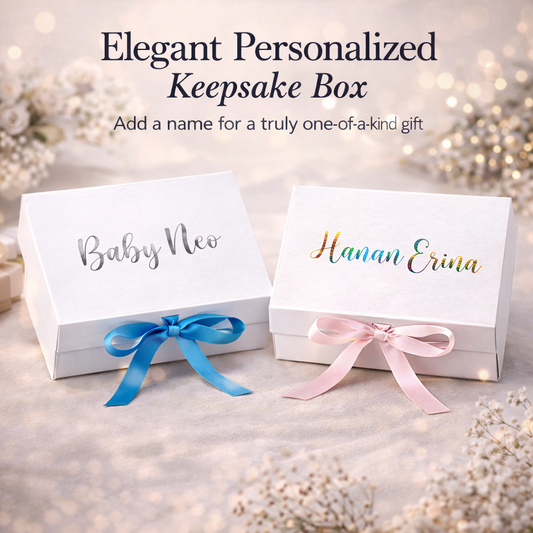 Custom premium magnetic gift box with ribbon & name – 23×17×7 cm
