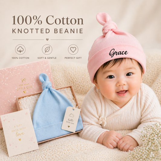Personalised Baby Beanie 100% Cotton – Soft Newborn Hat