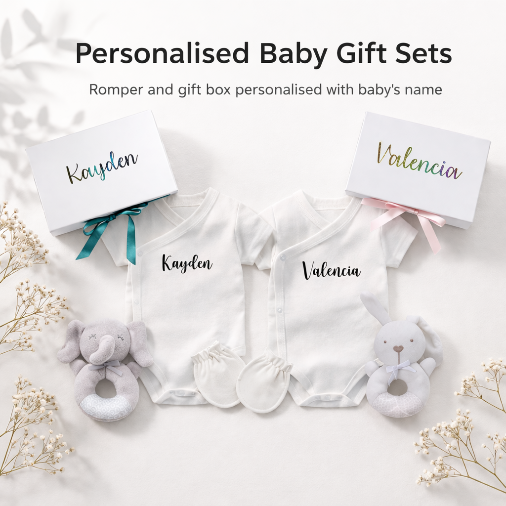 Customised 100% Cotton Minimalist Baby New Born Gift Set