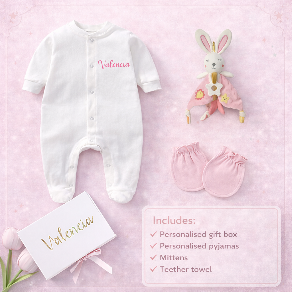 Customised 100% Cotton Baby Pyjamas Gift Set
