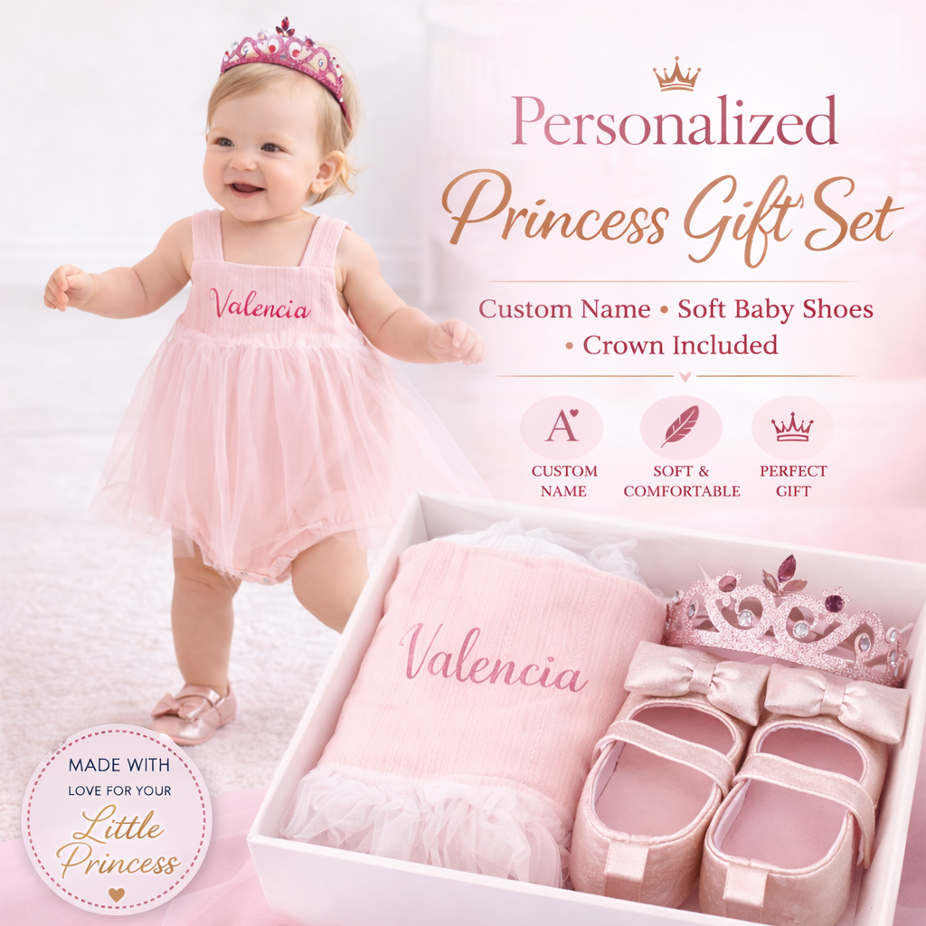 strapless open back dress Personalised Baby Girl 1 Year Old Princess Romper Dress Gift Set with –  thewatermelonkids
