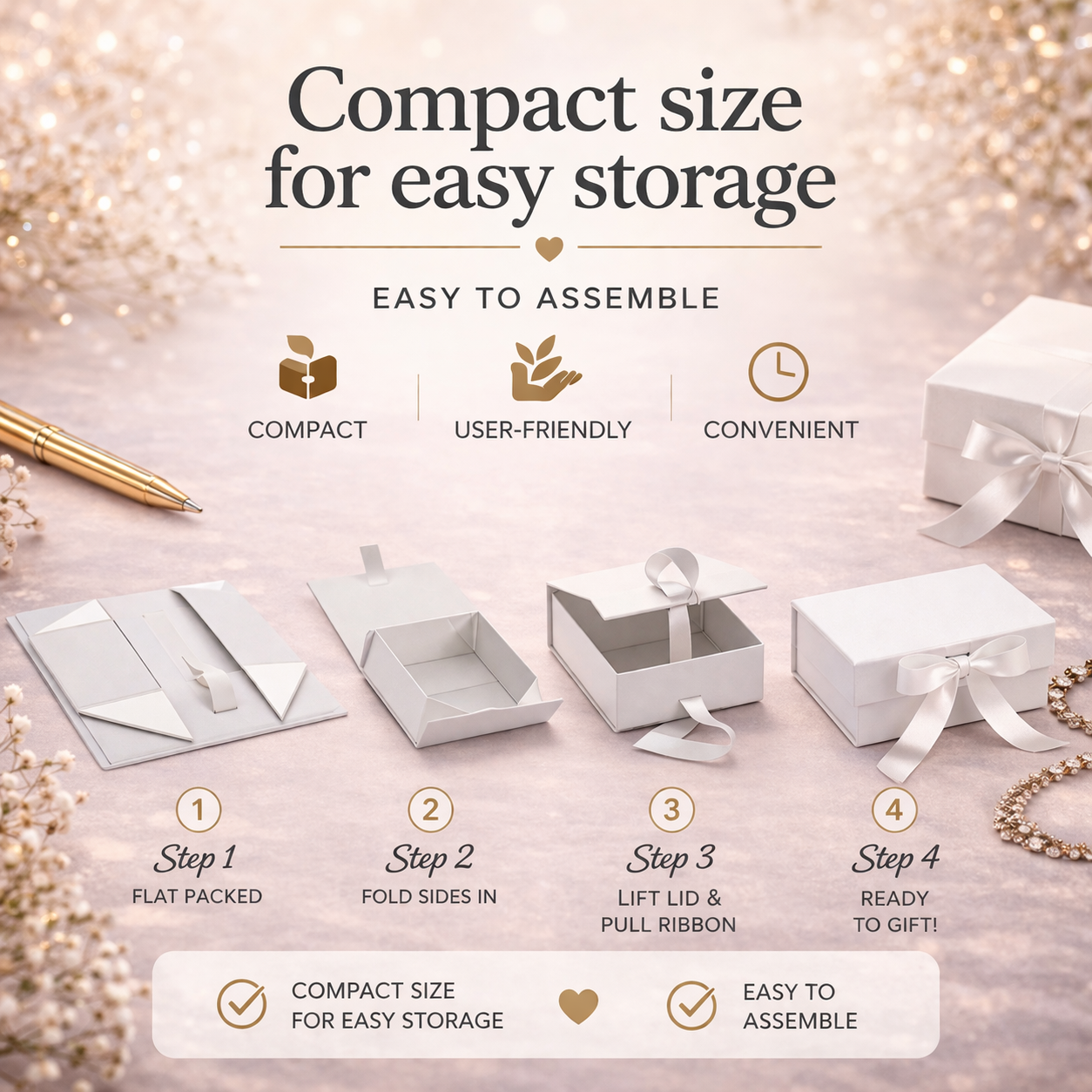 Custom premium magnetic gift box with ribbon & name – 23×17×7 cm
