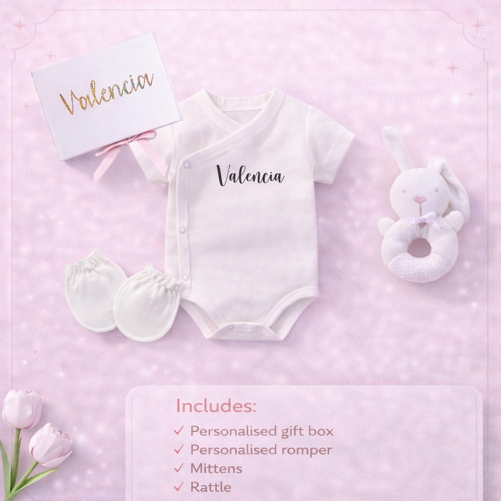 Customised 100% Cotton Minimalist Baby New Born Gift Set