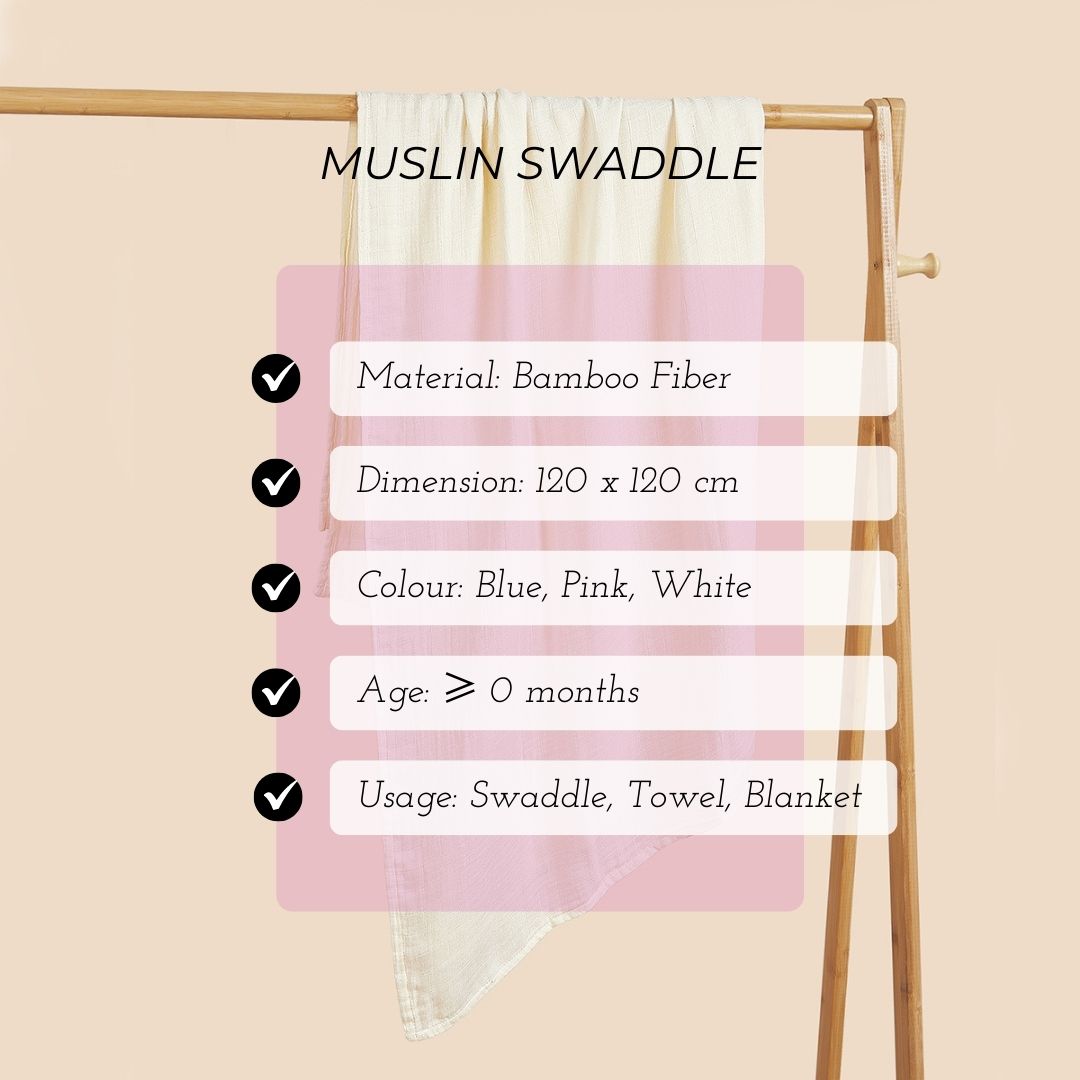 Muslin Swaddle with Customised Wooden Teether Gift Set